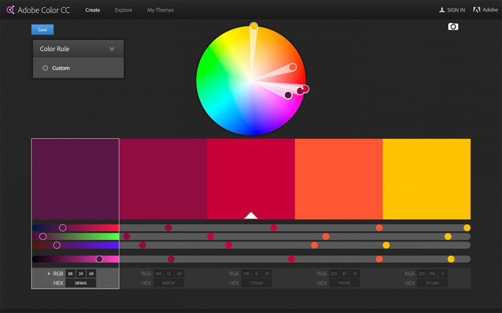 capture d'écran du site Adobe Color